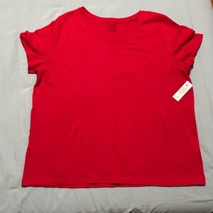 Time and Tru Cherry Red Short Sleeve Top